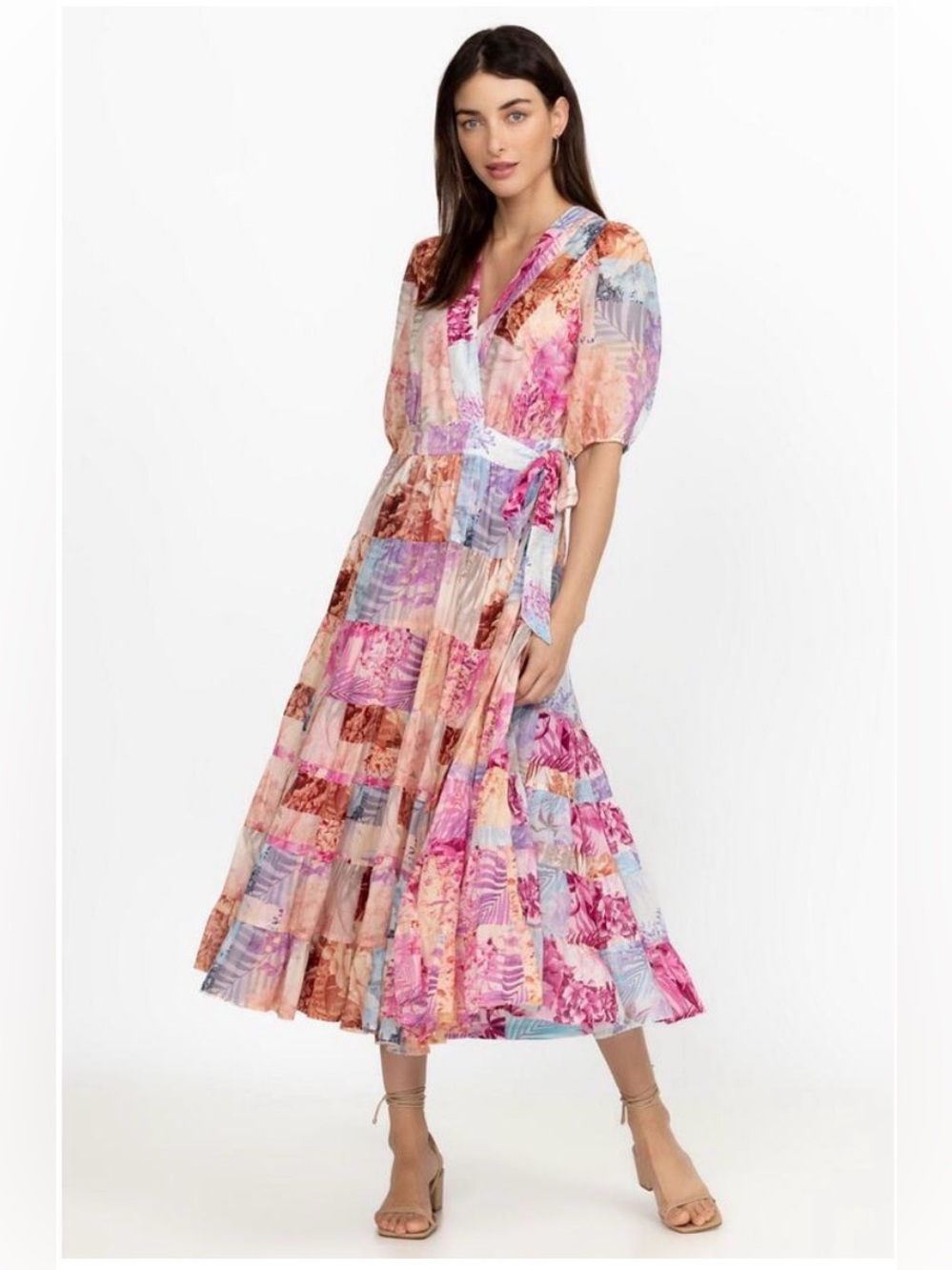 Johnny Was Annalise Floral Patchwork Midi Dress XL 0069